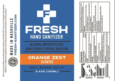 100ml Label (Fresh Sanitizer Hand Sanitizer Label Ndc 80252 100 01 100ml)